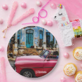 Havana Cuba Red Vintage Car Pappteller (Party)