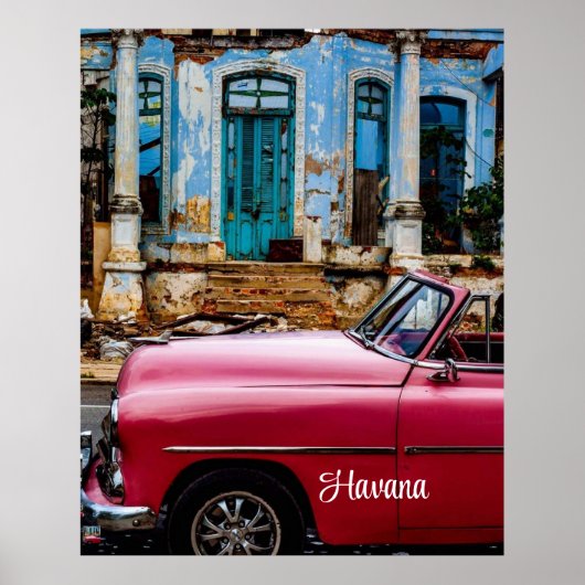 Havana Cuba Red Vintage Car Poster (Vorne)