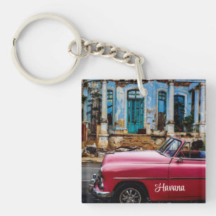 Havana Cuba Red Vintage Car Schlüsselanhänger