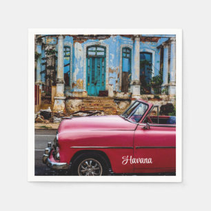 Havana Cuba Red Vintage Car Serviette