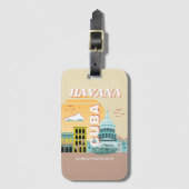 Havana Cuba Retro Art Gepäckanhänger (Vorderseite Vertikal)