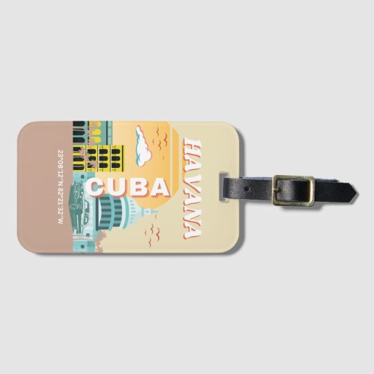 Havana Cuba Retro Art Gepäckanhänger (Vorderseite (Horizontal))