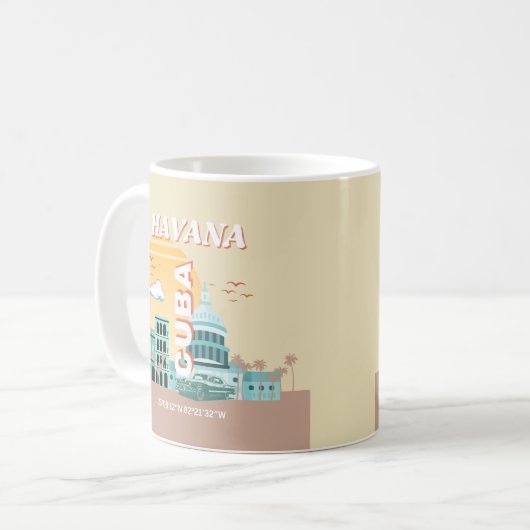 Havana Cuba Retro Art Kaffeetasse (Vorderseite Links)