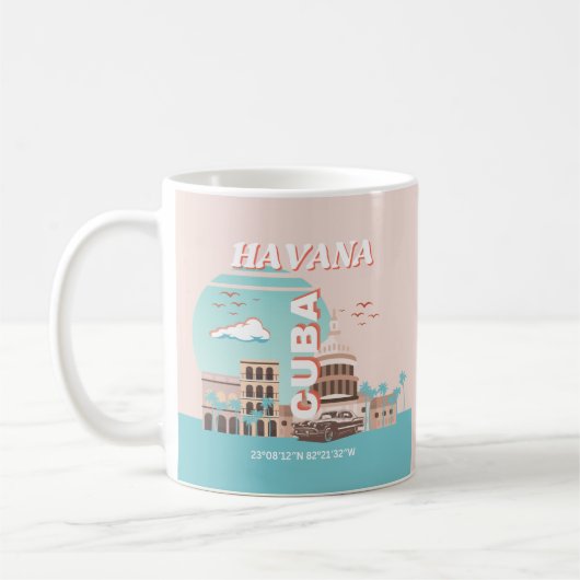 Havana Cuba Retro Art Kaffeetasse (Links)