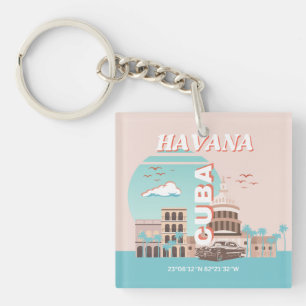 Havana Cuba Retro Art Schlüsselanhänger