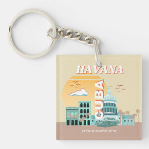 Havana Cuba Retro Art Schlüsselanhänger