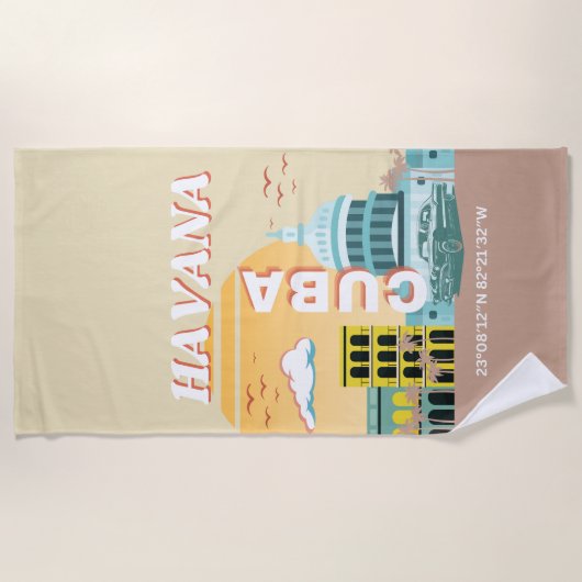 Havana Cuba Retro Art Strandtuch (Vorderseite)
