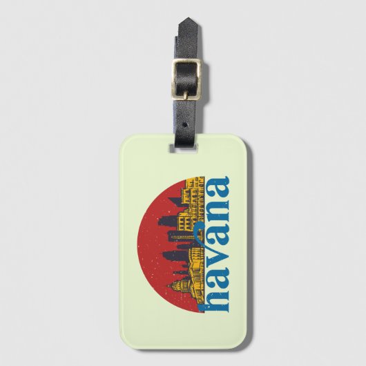 Havana Cuba Retro City Skyline Stadtbild Gepäckanhänger (Vorderseite Vertikal)