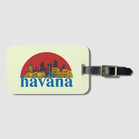 Havana Cuba Retro City Skyline Stadtbild Gepäckanhänger (Vorderseite (Horizontal))