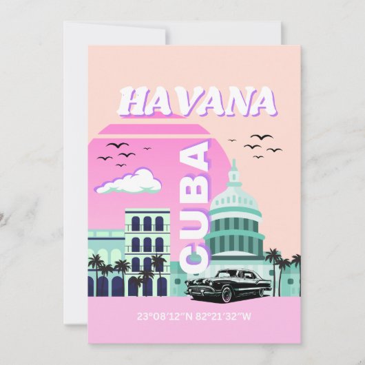Havana Cuba Rosa Feiertagskarte (Vorderseite)