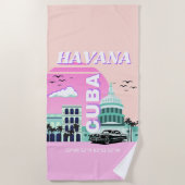 Havana Cuba Rosa Strandtuch (Vorderseite)
