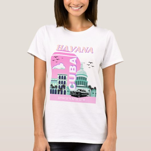 Havana Cuba Rosa T-Shirt (Vorderseite)