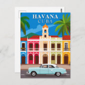 Havana Cuba Travel Vintage Car and Architecture Postkarte (Vorne/Hinten)