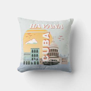 Havana Cuba Vintage Travel Art Collection Kissen