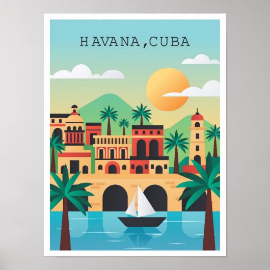 Havana Cuba Vintage Travel Illustration Poster (Vorne)