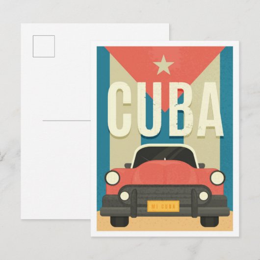 Havana Cuba Vintage Travel Illustration Postkarte (Vorne/Hinten)