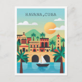 Havana Cuba Vintage Travel Illustration Postkarte (Vorderseite)