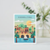 Havana Cuba Vintage Travel Illustration Postkarte (Stehend Vorderseite)