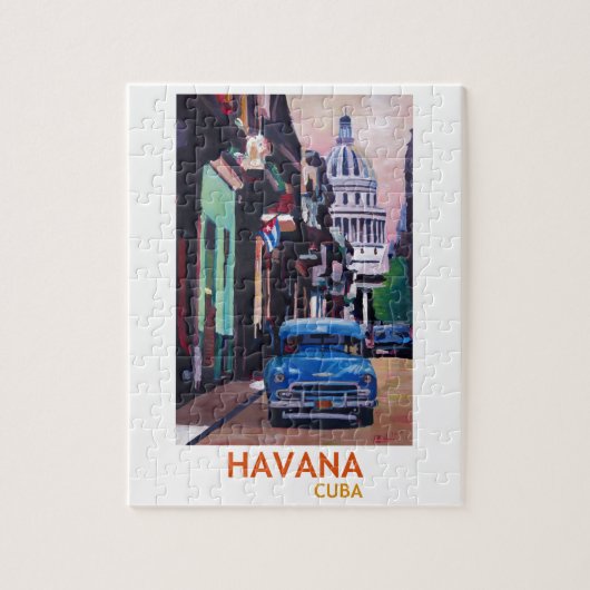 Havana in Kuba - EL Capitolo mit Oldtimer Puzzle (Vertikal)