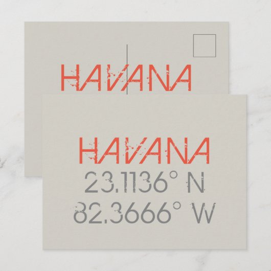 Havana Longitude Latitude Postkarte (Vorne/Hinten)