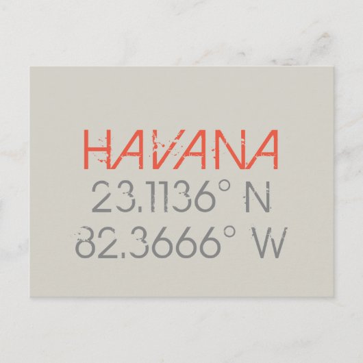 Havana Longitude Latitude Postkarte (Vorderseite)