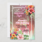 Havana Night Adult zum Geburtstag Einladung (Vorderseite)