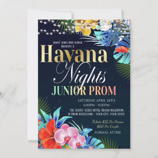 Havana Night Junior Prom Einladung (Vorderseite)