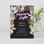 Havana Nights Kubanischer Neon 30. Geburtstag Einladung (Stehend Vorderseite)