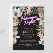 Havana Nights Neon Cuban Bachelorette Weekend Einladung (Vorderseite)