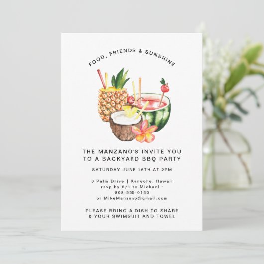 Havana Nights | Summer Backyard Party Einladung (Stehend Vorderseite)