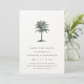 Havana Palm | Elegant Vintag tropisch Save The Date (Stehend Vorderseite)