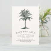 Havana Palm | Elegant Vintag tropisch Save The Date (Stehend Vorderseite)