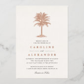 Havana Palm | Hochzeit von Vintagen Palmen Folieneinladung (Vorderseite)