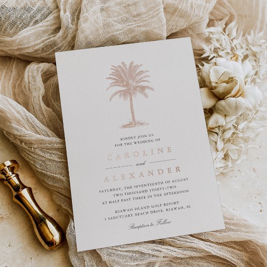Havana Palm | Hochzeit von Vintagen Palmen Folieneinladung