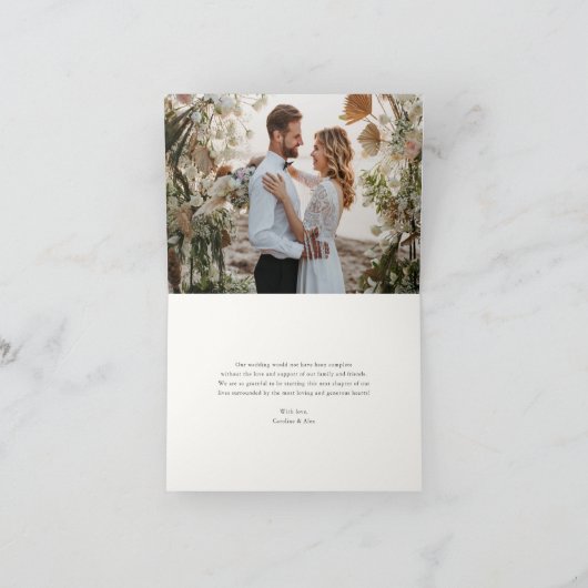 Havana Palm | Vintages Palmenbaum Hochzeitssemble Dankeskarte (Innenseite)