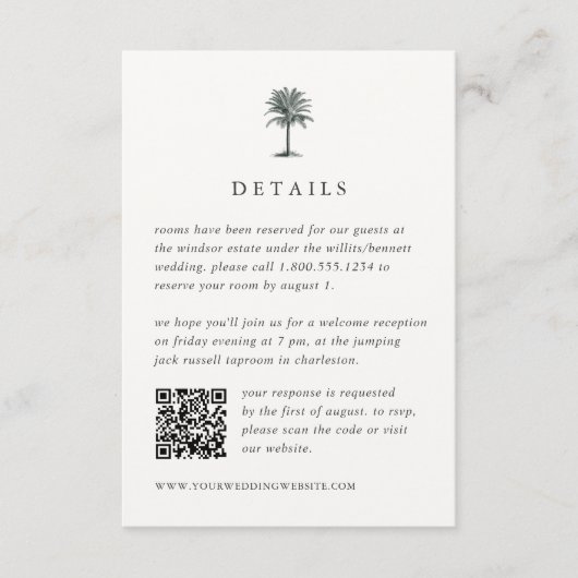 Havana Palm Wedding Details QR Code UAWG Begleitkarte (Vorderseite)