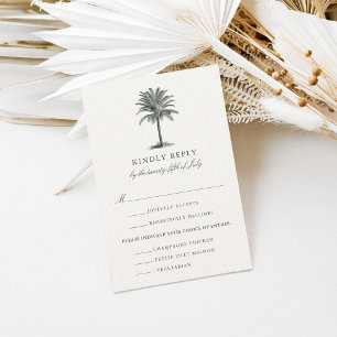 Havana Palm Wedding RSVP Card mit Speisekarte
