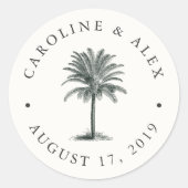 Havana Palm Wedding Runder Aufkleber (Vorderseite)