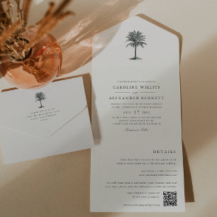 Havana-Palme   Vintage-Palme Hochzeit All In One Einladung