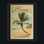 Havana Postcard Palm Tree Vintage Postkarte<br><div class="desc">Ein einzigartiges Retro Mitte des Jahrhunderts moderne Havanna Kuba Kunst Print in Vintage Reise Poster Stil. Es verfügt über eine geschwungene Palme am Sandstrand mit Ozean unter einem blauen bewölkten Himmel.</div>