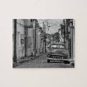 Havana Street Oldtimer Car Kuba Reisen Schwarz-wei Puzzle
