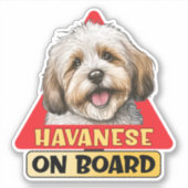 Havanese an Bord Kuban Bichon Dog Red Road Sign Aufkleber (Vorderseite)