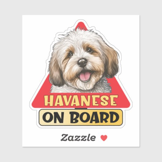 Havanese an Bord Kuban Bichon Dog Red Road Sign Aufkleber (Blatt)