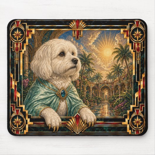 Havanese, Art Deco Hund Mousepad (Vorne)