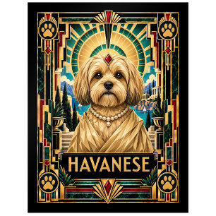 Havanese, Art Deco Hund Postkarte