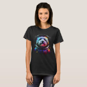 Havanese Astronaut Dog in Outer Space  Cosmic Grap T-Shirt (Vorne ganz)