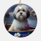 Havanese auf dem Paddle: Ein Landschaftliches Aben Keramik Ornament (Hinten)