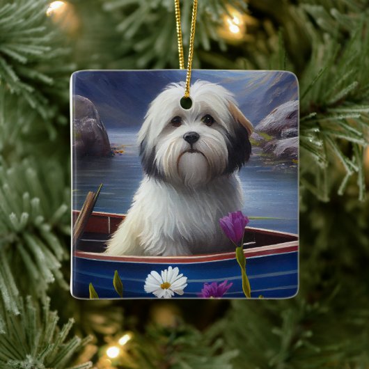 Havanese auf dem Paddle: Ein Landschaftliches Aben Keramikornament (Baum)