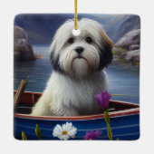 Havanese auf dem Paddle: Ein Landschaftliches Aben Keramikornament (Rückseite)