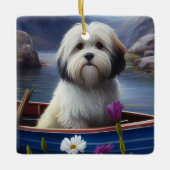 Havanese auf dem Paddle: Ein Landschaftliches Aben Keramikornament (Vorderseite)